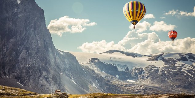 Hot-air balloon over a canyon